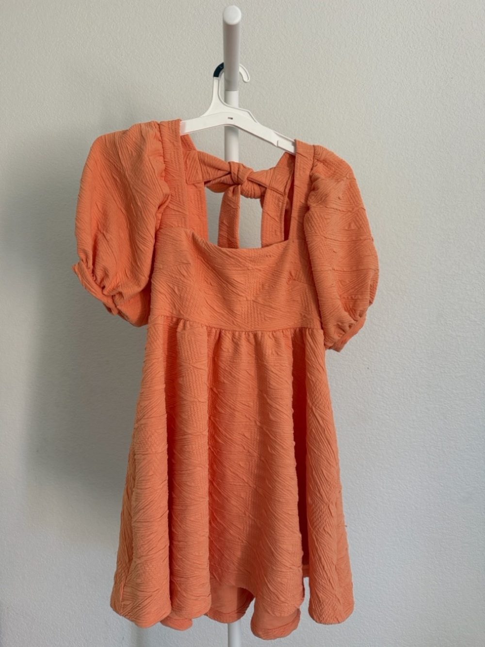 Free People Pastel Orange Puff Sleeve Mini Dress